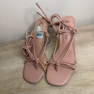 Wild pair pink nude Strappy Wedge Sandals NWT